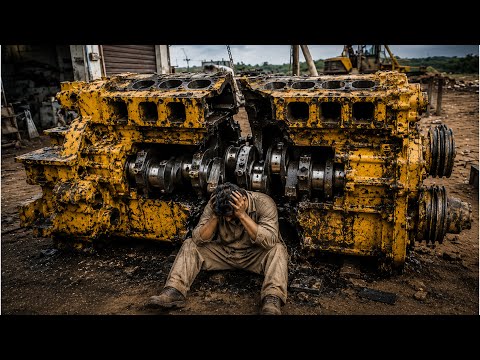 Massive Engine Block Crack Repair | Full Restoration of a Destroyed Caterpillar