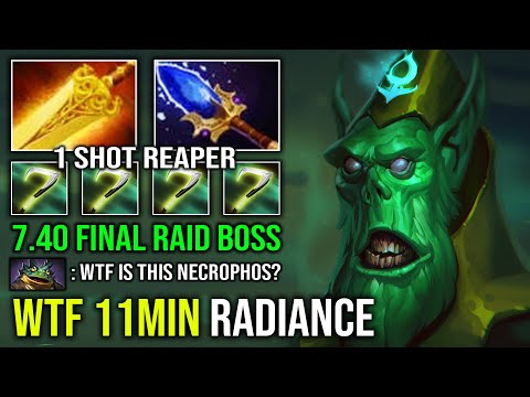 NEW 7.40 Final Raid Boss Necrophos 11Min Radiance Solo Mid 100% Hard Counter Tank Hero Dota 2