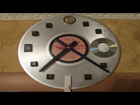 Часы из виниловой пластинки. Vinyl record clock