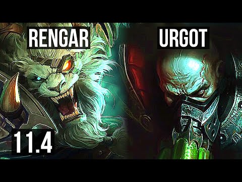 RENGAR vs URGOT (TOP) | Rank 4 Rengar, 11/1/9, Legendary, 400+ games | NA Challenger | v11.4