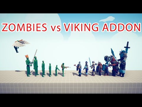 ZOMBIES Team vs VIKING ADDON Team - Totally Accurate Battle Simulator TABS