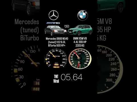 Mercedes S600 W140 (tuned) V12 6.0L BiTurbo 500 HP+ vs BMW X5M V8 4.4L 555 HP 2305 KG