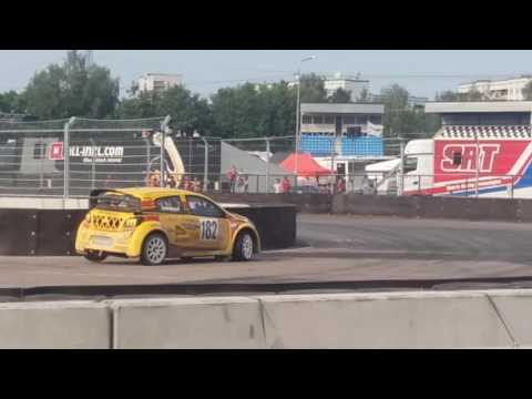 Joni-Pekka Rajala and Reinis Nitiss in NEZ rallycross final at Bikernieku track 24.7.2016