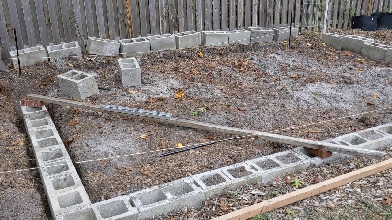 Greenhouse cinderblock foundation
