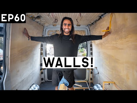Putting in WALLS & Bed Framing! | sprinter van conversion