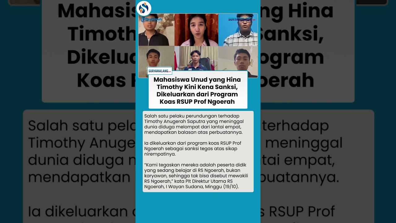Mahasiswa UNUD Dikeluarkan! Akibat Hina Almarhum Timothy yang Tewas ...