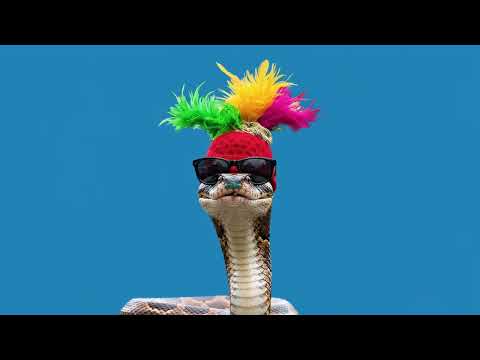 The spectacled snake has a colorful hat 4k green screen #crazyanimal #funnyvideo