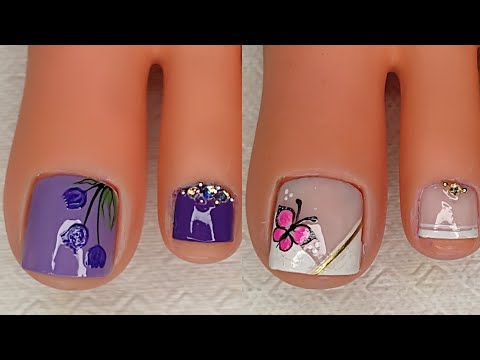 Como realizar bonitos diseños de uñas/flores y  mariposa #miarteentusuñas