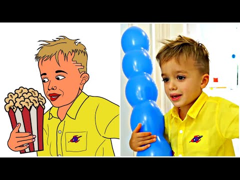 Vlad and Niki Play with balloons | funny cartoon drawing meme