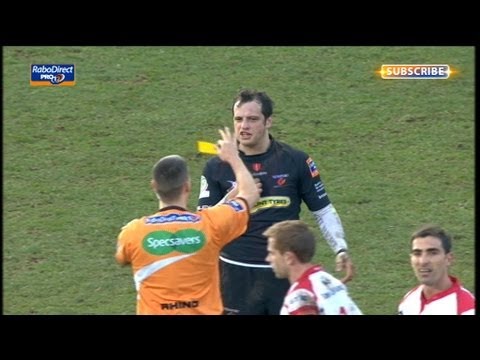 Yellow Card for Dan Evans reaction - Ulster v Dragons 12th April 2013