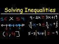 Solving Inequalities Interval Notation, Number Line, Absolute Value, Fractions & Variables - Algebra