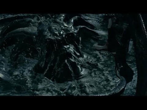 The boy was caught by a big monster that emerged from water