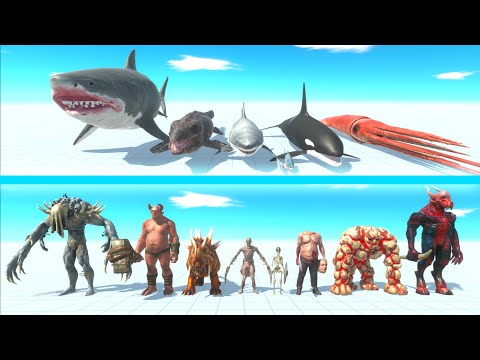 NEW AQUATICS Team vs INFERNALS Team - Animal Revolt Battle Simulator ARBS