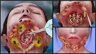 ASMR Treatment Remove Maggots | Treat Chin Infection | ASMR Cleaning Animation | JINJJA 진짜 ASMR