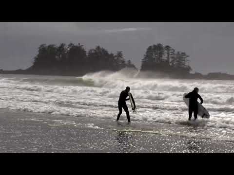 Surfers at Chesterman Beach Tofino (Coldwater Surfing)