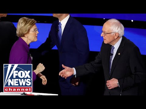 ウォーレン氏はアイオワ討論会の後、サンダース氏との握手を拒否しているように見える。 (Warren appears to refuse to shake Sanders' hand after Iowa debate)