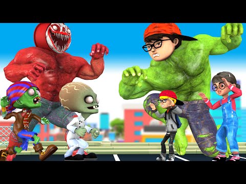 Strong Nick Transform Nickhulk vs Team Giant Zombie Save Tani - Scary Teacher 3D Animation