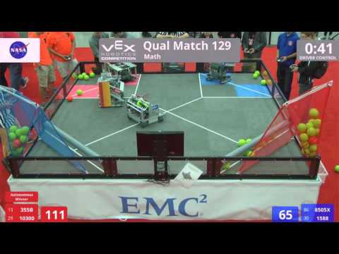 VEX Worlds 2016 - VRC High School - Math - Qual 129 (355B 10300) 220 vs 161 (8505X 1588)