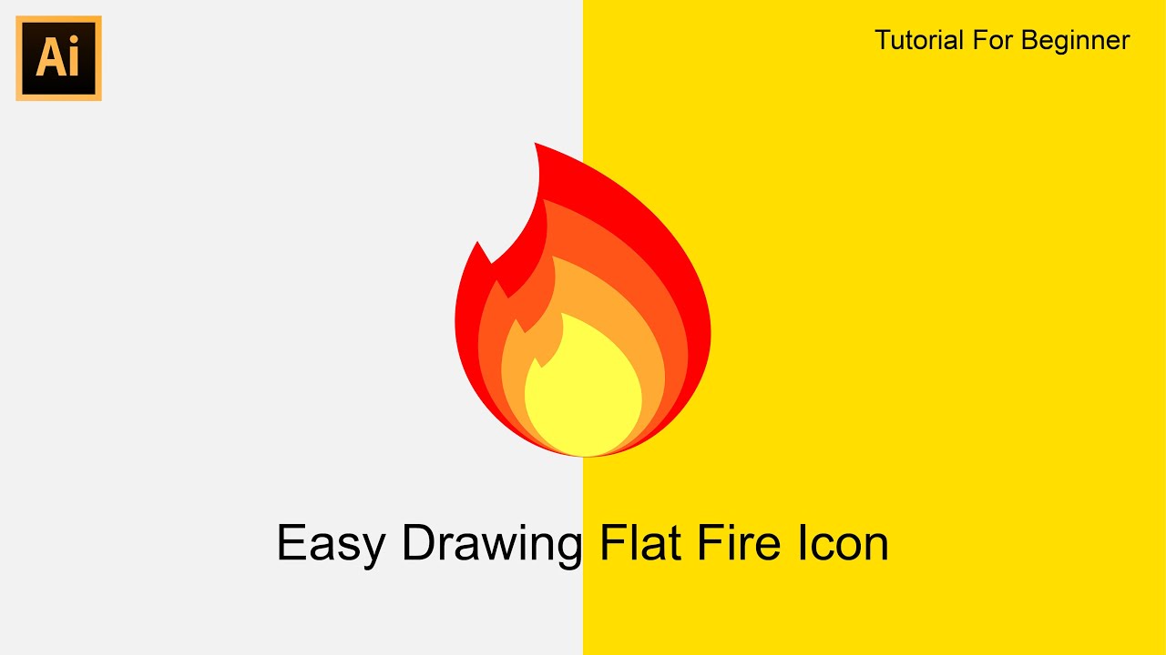 Easy Drawing Flat Fire Icon - Adobe Illustrator Tutorial