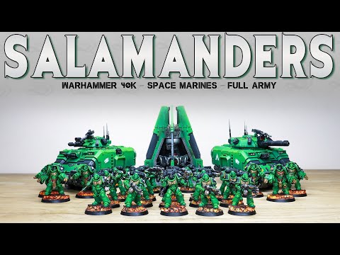 PAINTING SHOWCASE Warhammer 40k Space Marines Salamanders Army 9th