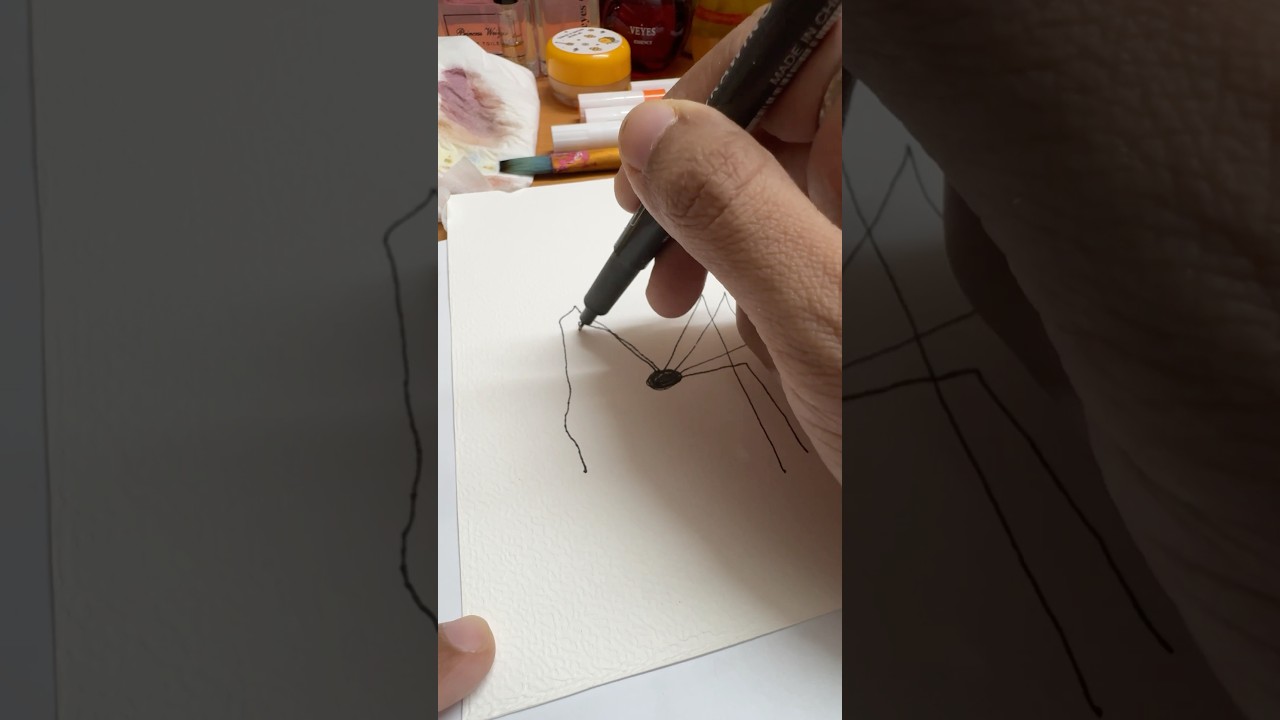 How to paint spooky spider shadow in watercolor🕷️🕸️ #watercolor #trending #youtube #viralvideo