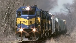 preview picture of video 'IC&E 6404 East, with Four IC&E Blue and Gold on 4-14-2013'