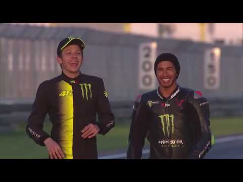 Lewis Hamilton and Valentino Rossi swap the machines