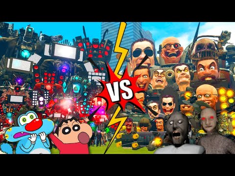 Oggy & Shinchan All Upgraded Titans Vs Granny All Skibidi toilet Bosses Fight In Garry Mods