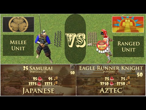 25 Samurai vs 50 Eagle Runner Knight | Unique Units | Age Of Empires III Definitive Edition