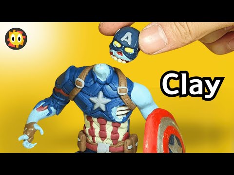 Sculpture Captain America Zombie with clay  from What If - How to make MARVEL Figures | SunClay