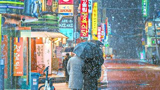 Last Snow of this Winter Season? | Seoul Night Walk 4K HDR