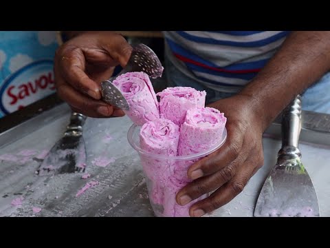 Jisan Ice Cream Parlour Dragon Fruit Ice Cream Rolls @ Tk 150 Only! Yummy Street Food Bangladesh