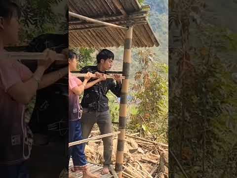 Full 30 days of building a bamboo house: the beauty of a small family's bamboo house #baby #nhatre