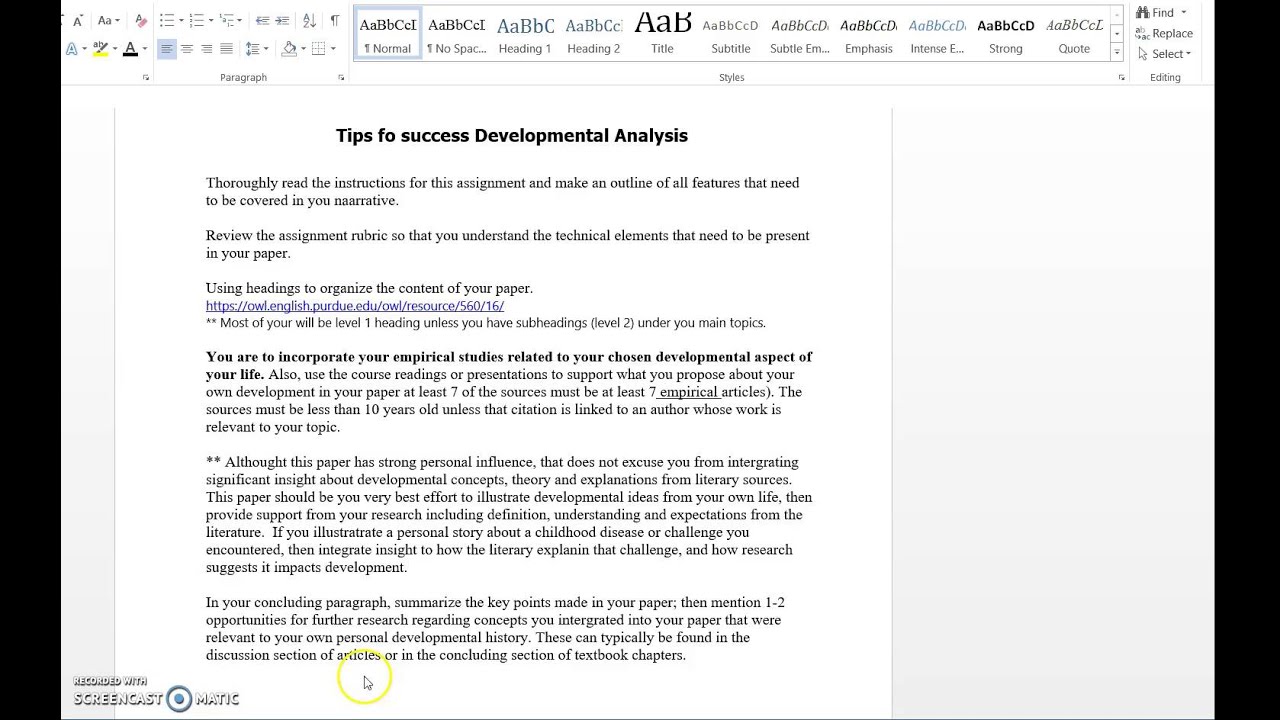 Developmental Analysis - Instructional Walk Through Part 1