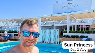 Gorgeous Sea Day on Sun Princess!  Exploring pools, spoon lessons, & theater show.  | Day 2 Vlog