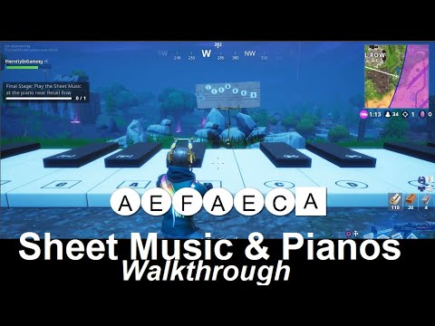 Fortnite - All Sheet Music & Piano Locations / Solutions - Season 6 Week 6 Challenge