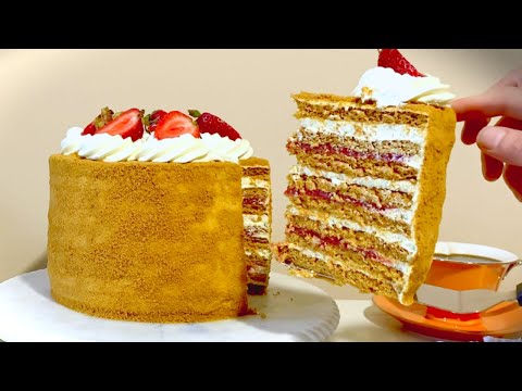 CEL MAI GUSTOS TORT "MEDOVIK" CU FOI DE MIERE SI CAPSUNI | Reteta Medovik|
