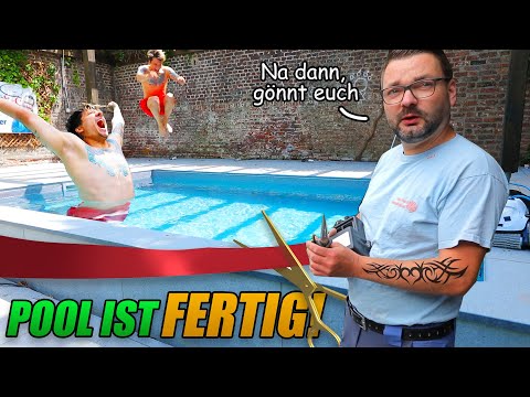 ENDLICH! Der erste SPRUNG in unseren POOL, wird feucht Freunde