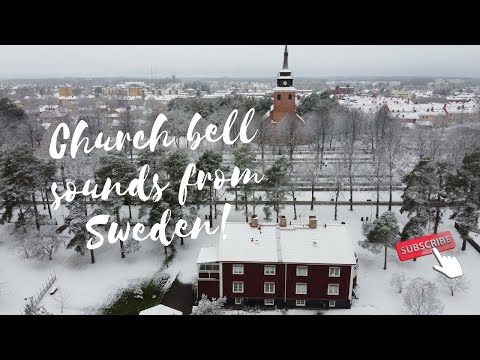Church bell sounds from Sandviken, ASMR Sweden with drone footage/travel/aerial view of Swedish town