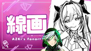 【お絵描き配信】ホロライブAZKiさん新衣装のファンアートを描く　線画編