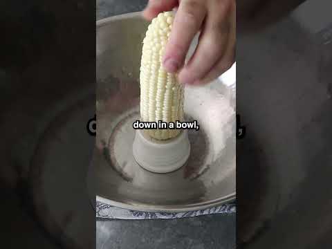 Part of a video titled The Easiest Way to Get Corn Off the Cob - YouTube