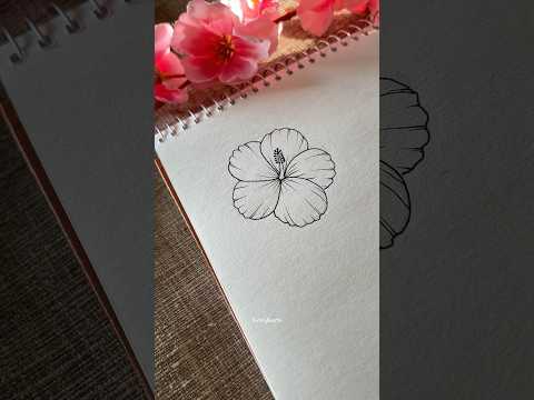 Easy hibiscus flower drawing 🌺✍️ #shortsviral #arttherapy #learnart #stepbystep #drawingtutorial