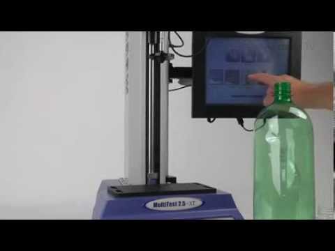 Mecmesin MultiTest-xt Top Load Testing with bottle height measurement - Video by Mecmesin