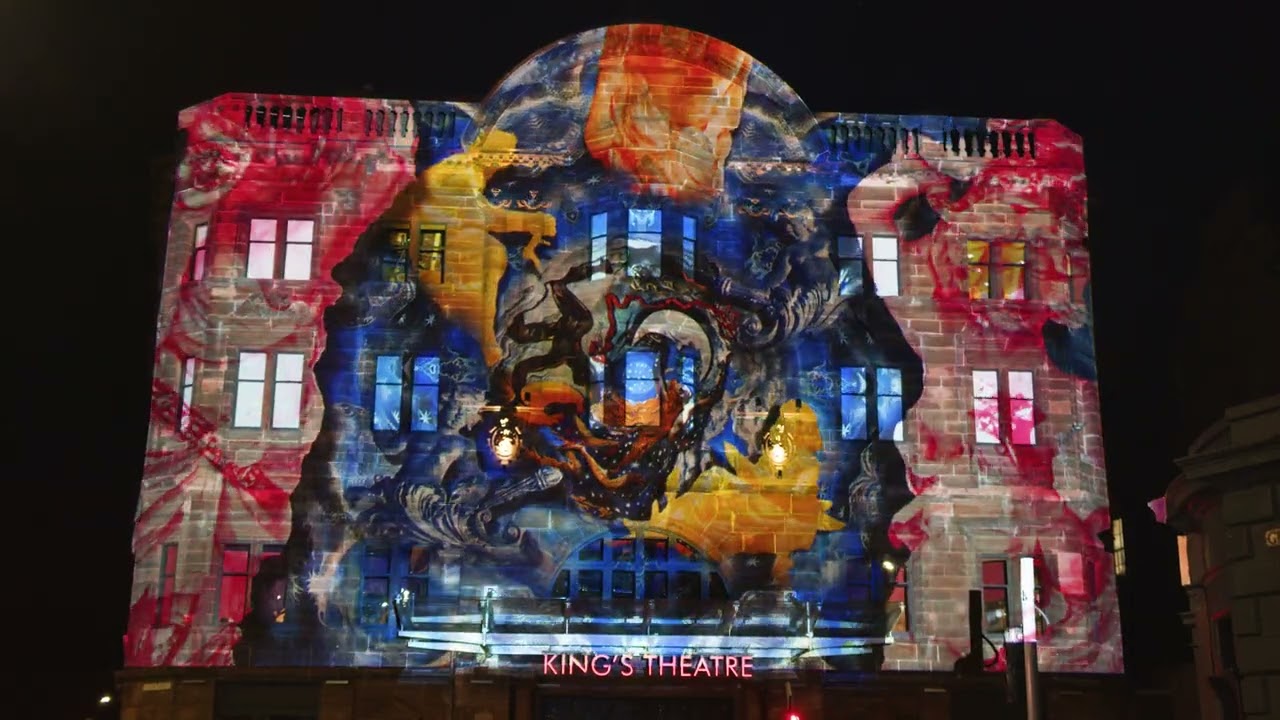 Watch the projections light up the theatre building to mark the King's Theatre reopening.