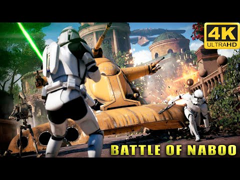 BATTLE OF NABOO: Clone Troopers vs CIS Battle Droids - Star Wars: Battlefront 2 (PS5, 4K, HDR)