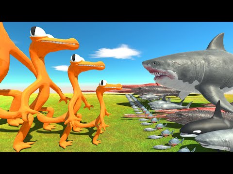 Aquatics VS Rainbow Friend Orange Is Growing - Animal Revolt Battle Simulator