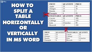 How To Split a Table Horizontally or Vertically in Microsoft Word