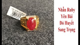 Nhẫn Nam Đá Ruby Tự Nhiên Yên Bái Đỏ Huyết Cao Cấp Vàng 10k