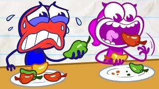 Is Pencilmate Cheating in Chili Eating?! - New Pencilmation Cartoons for Kids