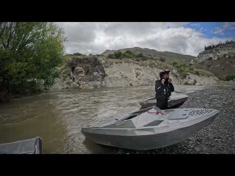 Mini boat mafia in flooded Canterbury creeks